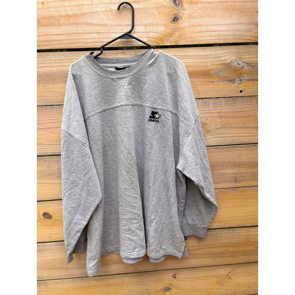 Starter Mens 3X Heather Gray Long Sleeve Crewneck Embroidered Logo Shirt